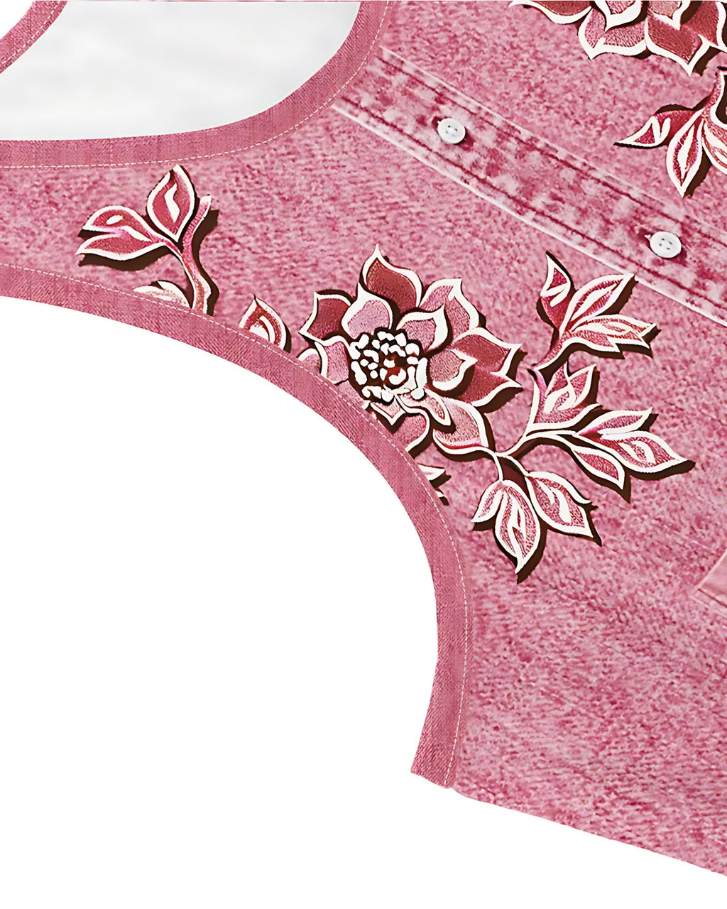 Sleeveless A-line mini dress with denim-look print and tonal floral design - view 28