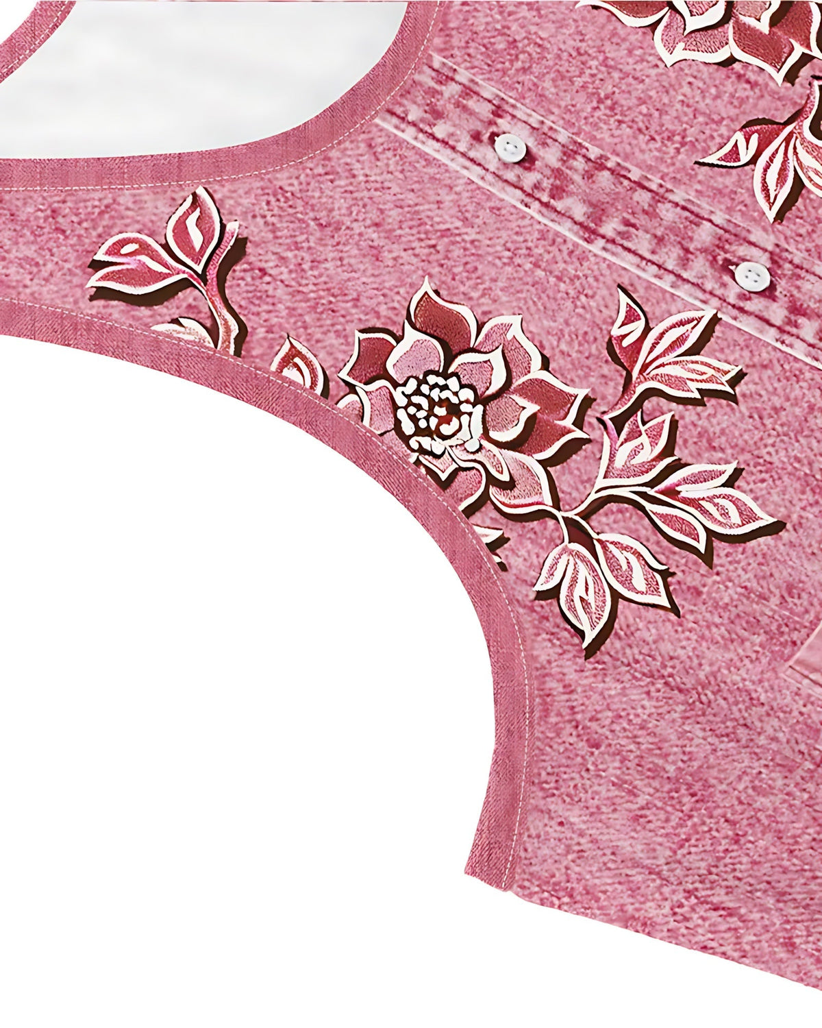 Sleeveless A-line mini dress with denim-look print and tonal floral design - view 28