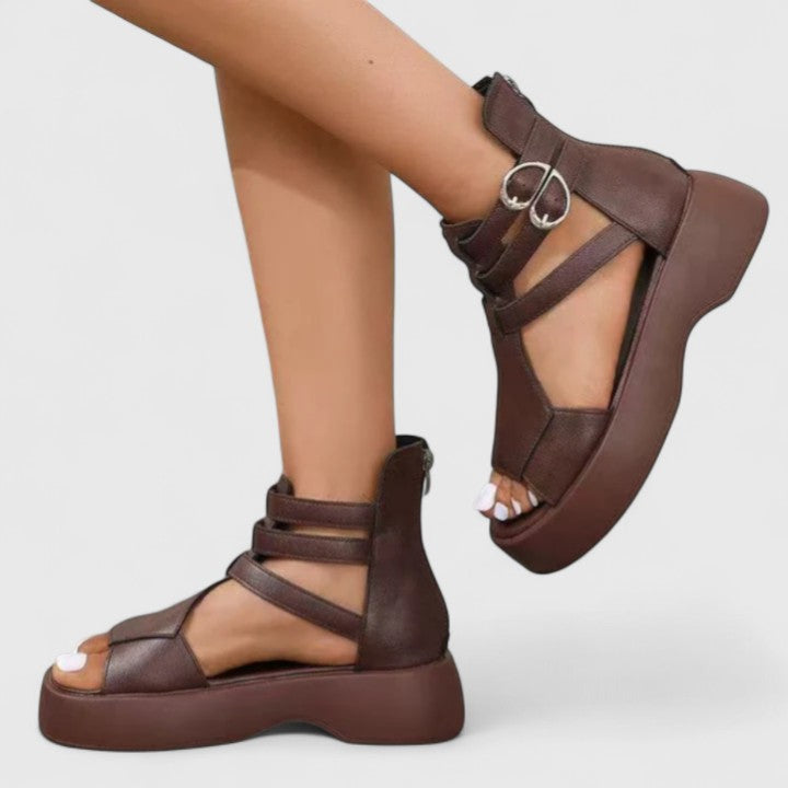 Marnie orthopedic buckled platform gladiator sandals — side view