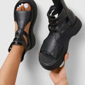 Marnie orthopedic buckled platform gladiator sandals — detail view