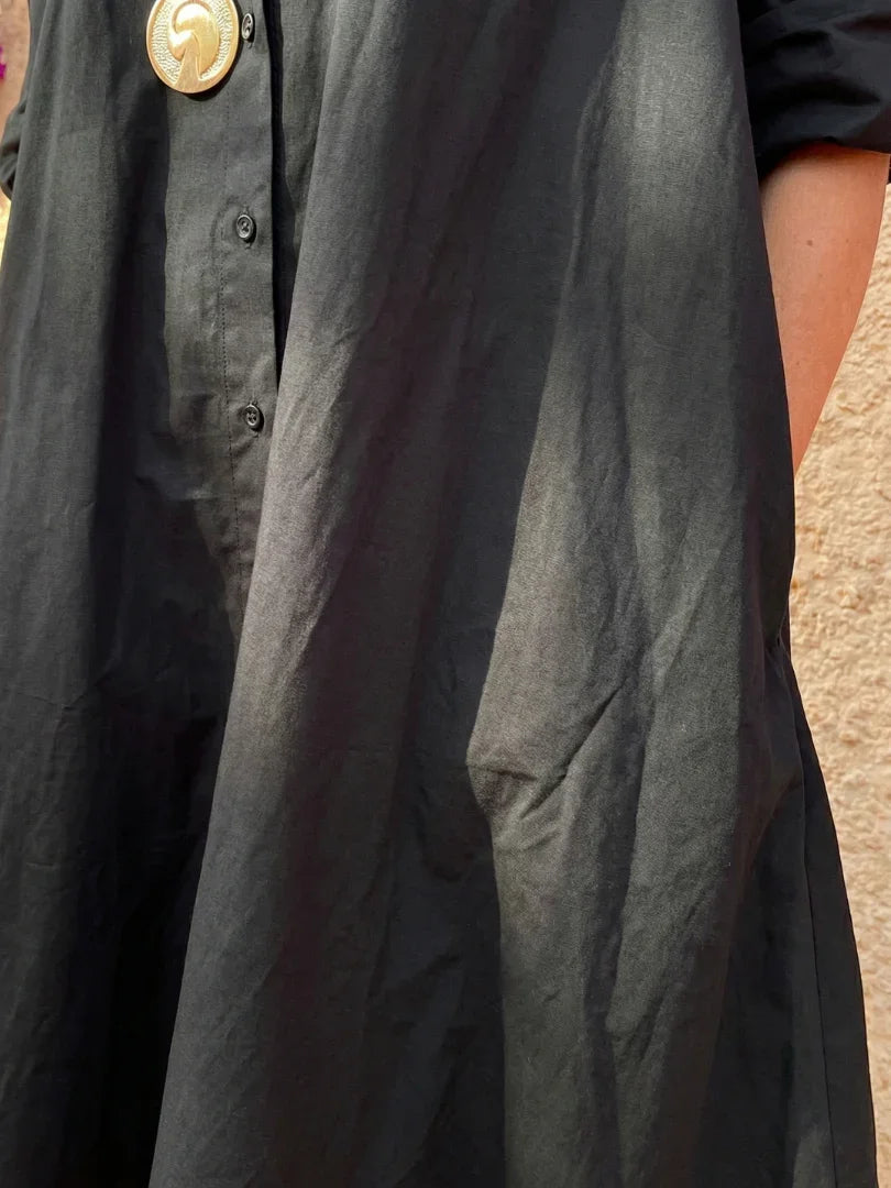 Evelyn oversized collared button-front shirt dress — side view