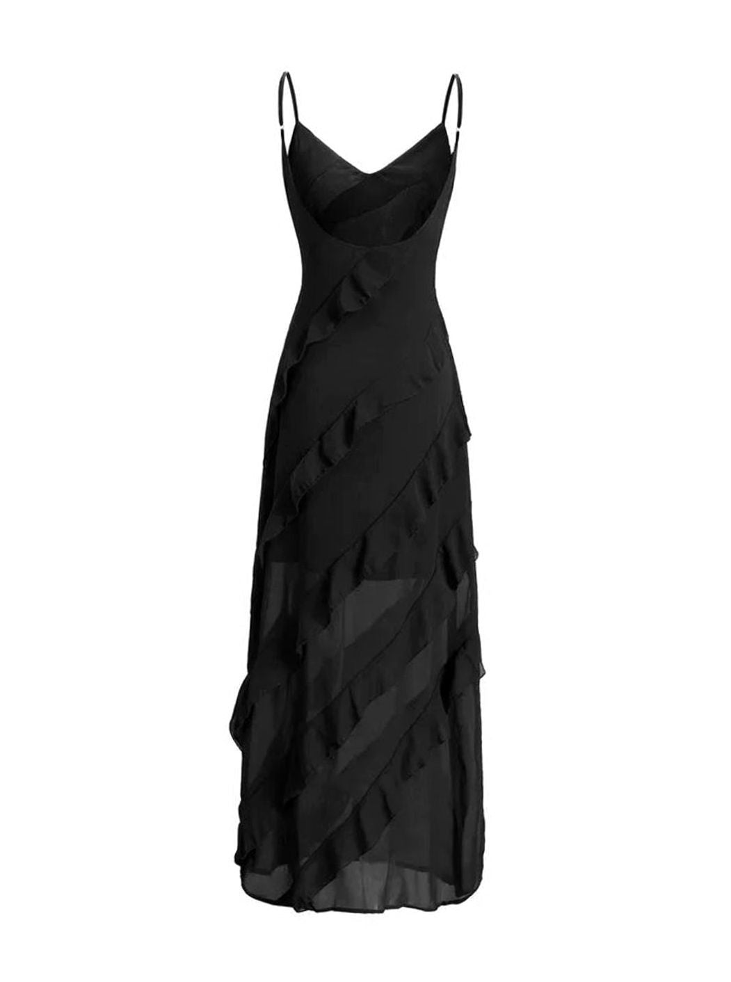 Victoria | Asymmetric Ruffle Spaghetti Strap Formal Maxi Dress