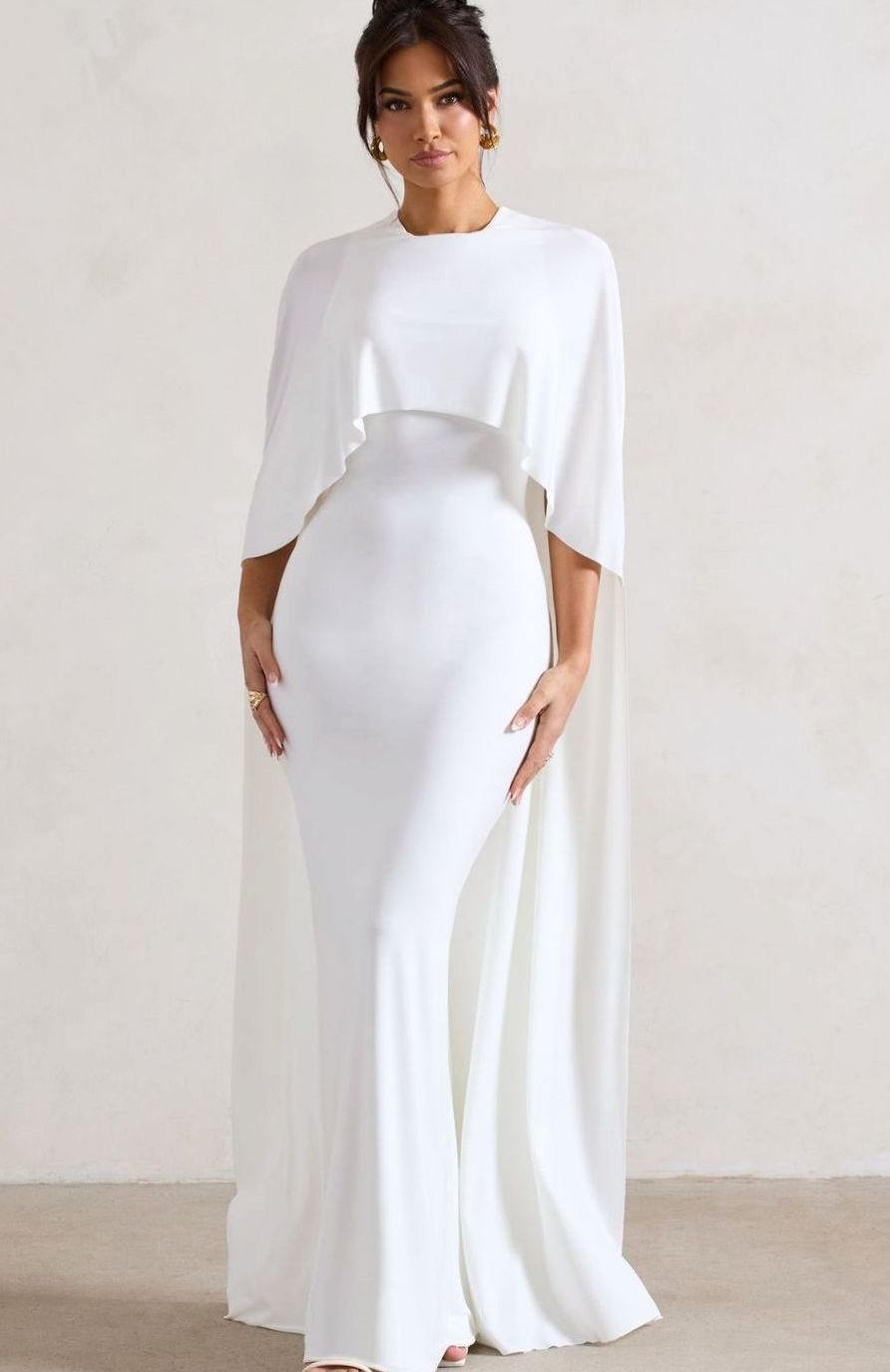 Scarlett | Stretch Jersey Cape Sleeve Bodycon Maxi Dress