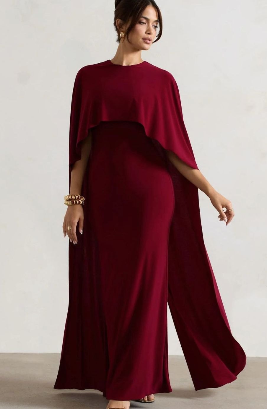 Scarlett | Stretch Jersey Cape Sleeve Bodycon Maxi Dress