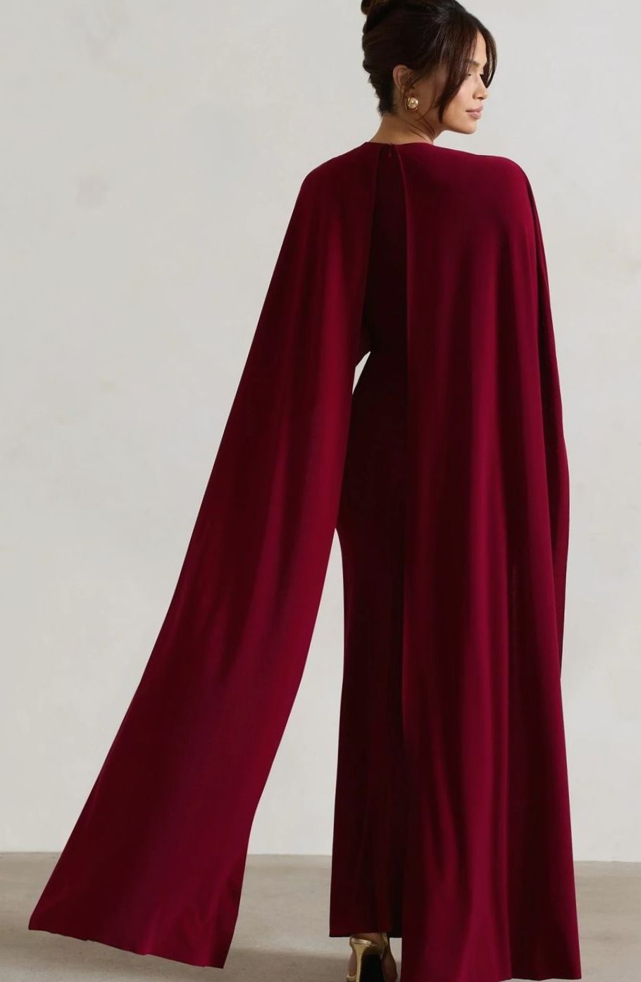 Scarlett | Stretch Jersey Cape Sleeve Bodycon Maxi Dress