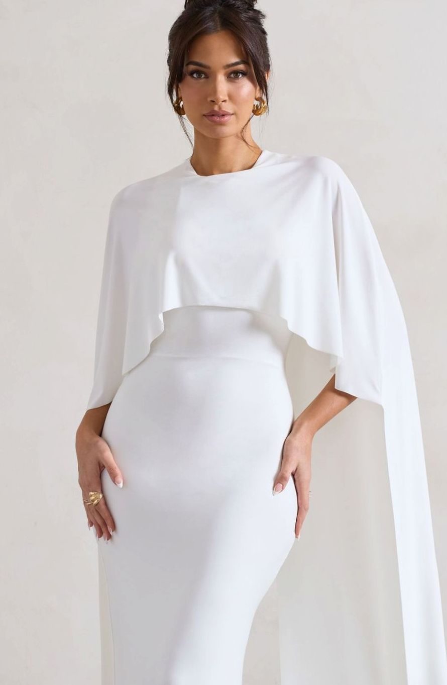 Scarlett | Stretch Jersey Cape Sleeve Bodycon Maxi Dress