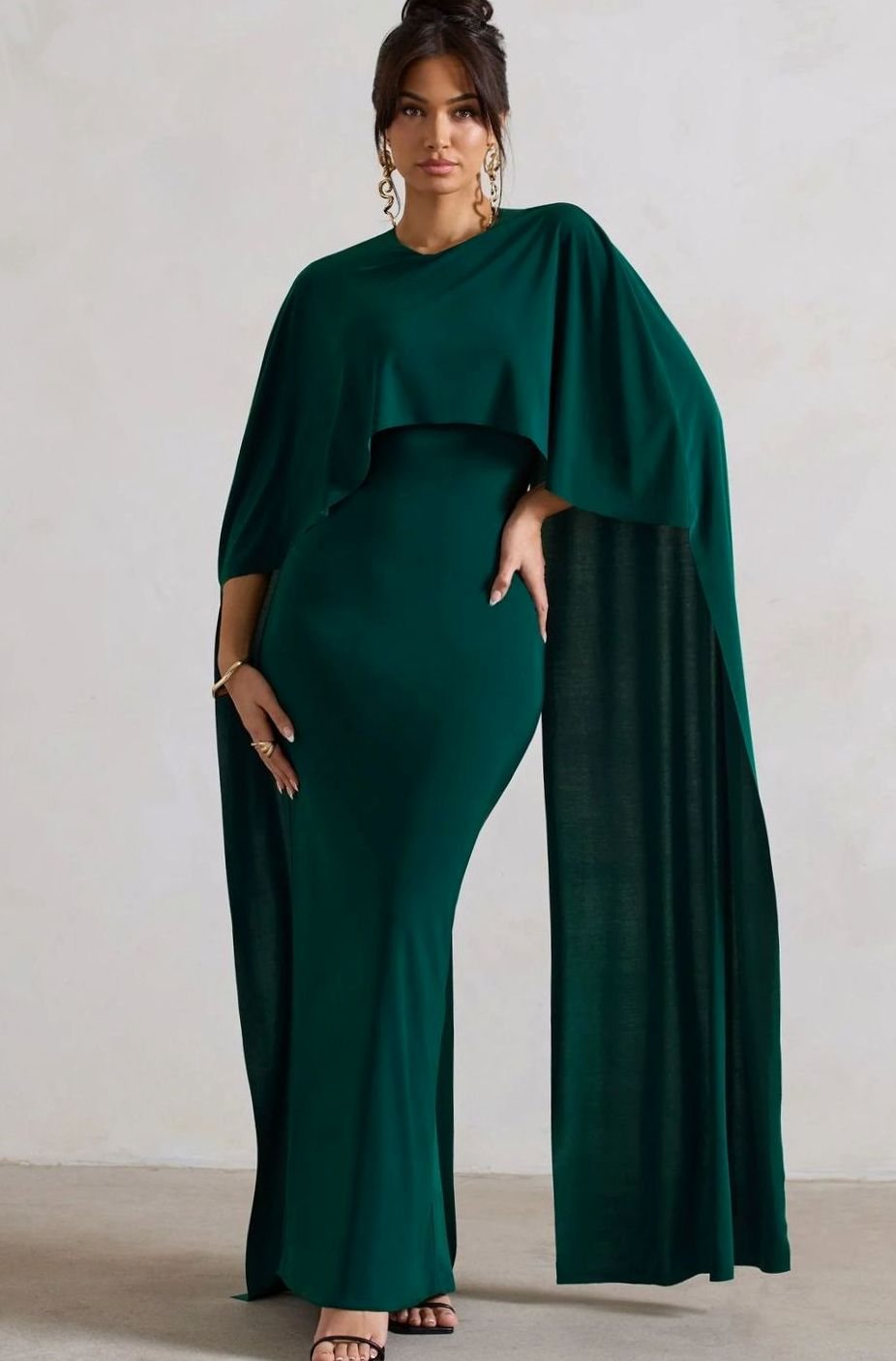 Scarlett | Stretch Jersey Cape Sleeve Bodycon Maxi Dress
