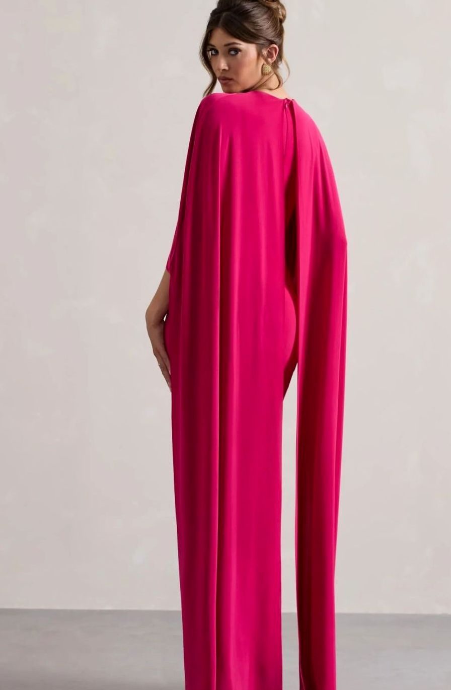 Scarlett | Stretch Jersey Cape Sleeve Bodycon Maxi Dress