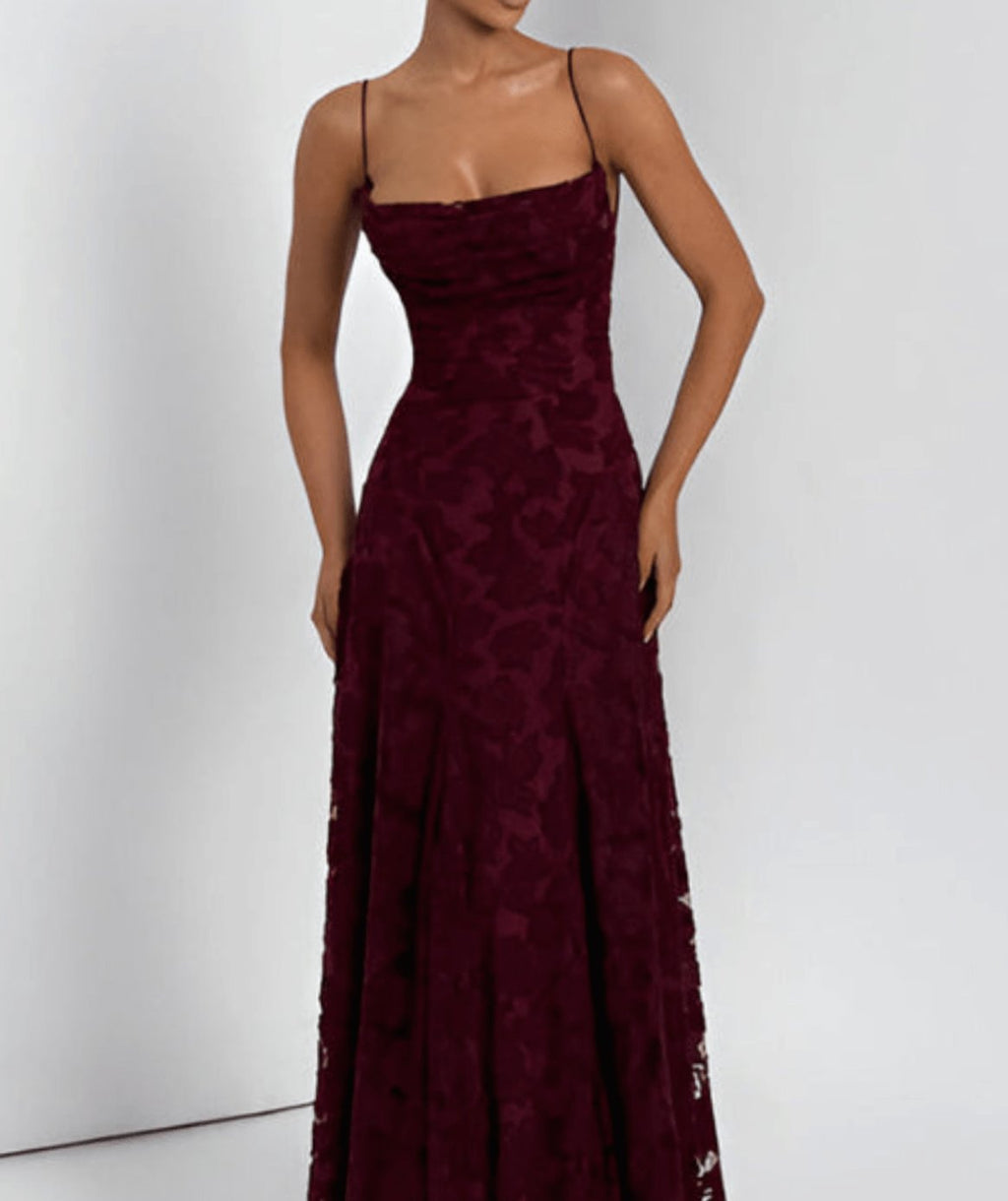 Evelyn | Floral Spaghetti Strap Wedding Guest Maxi Dress