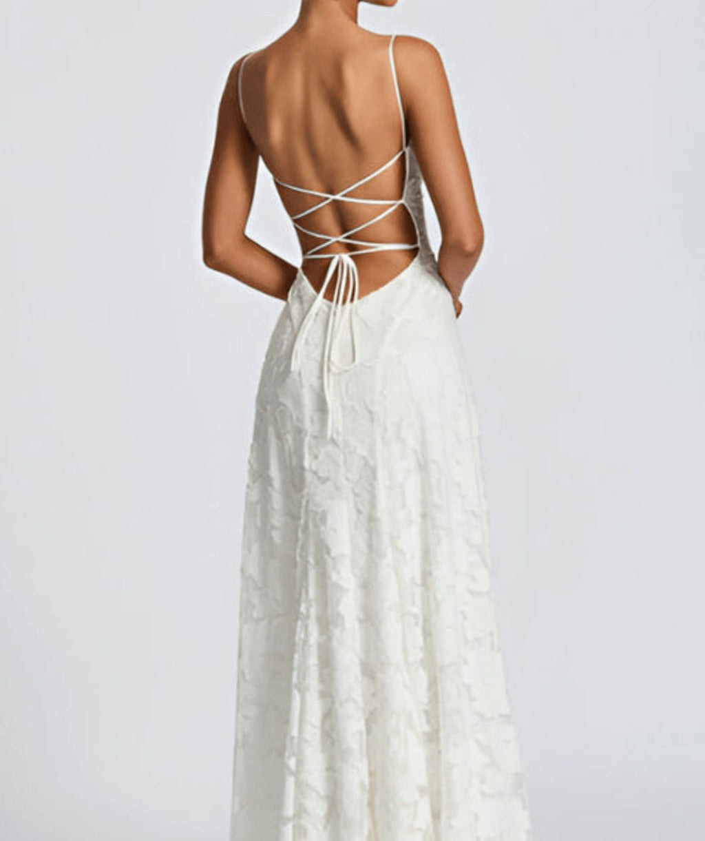 Evelyn | Floral Spaghetti Strap Wedding Guest Maxi Dress