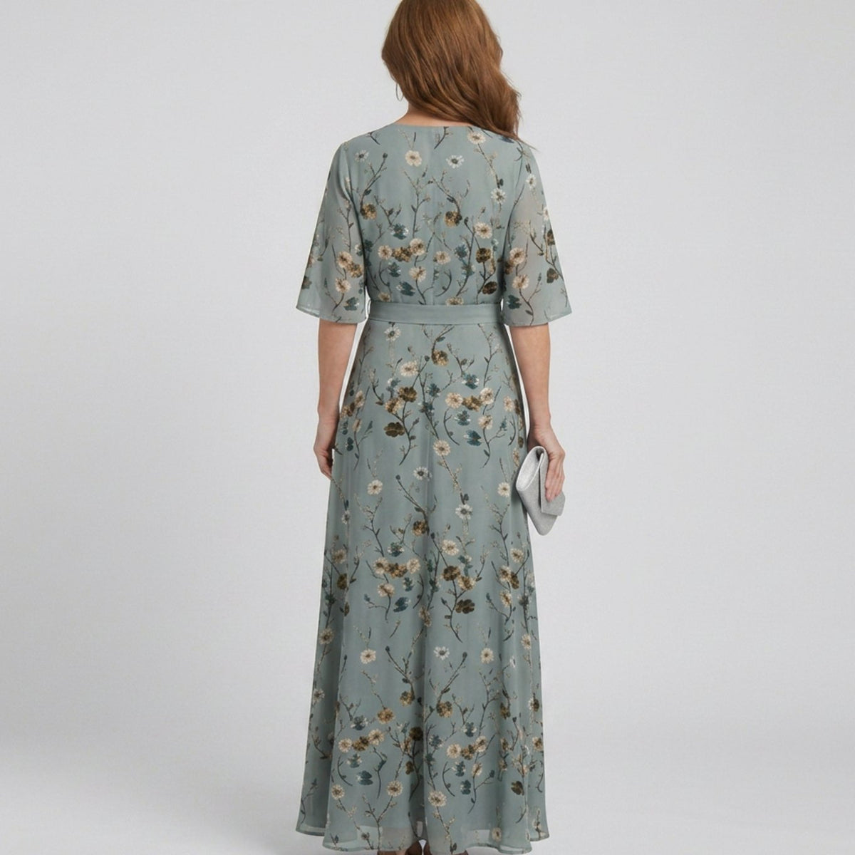 Sophia | Floral V Neck Wrap Wedding Guest Maxi Dress