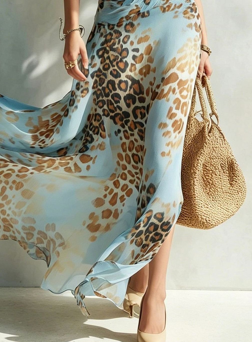 Layla | Leopard Print Halter Neck Open Back Maxi Dress