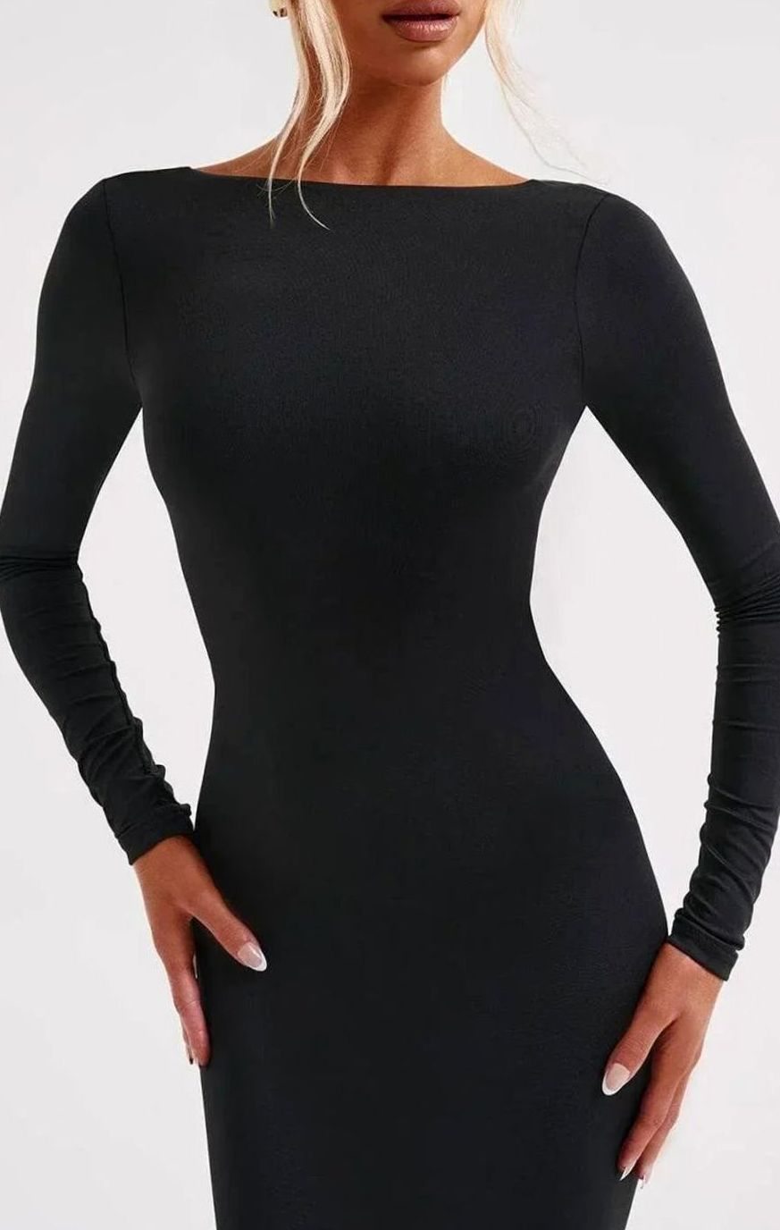Pearl | Long Sleeve Backless Ruched Maxi Dress