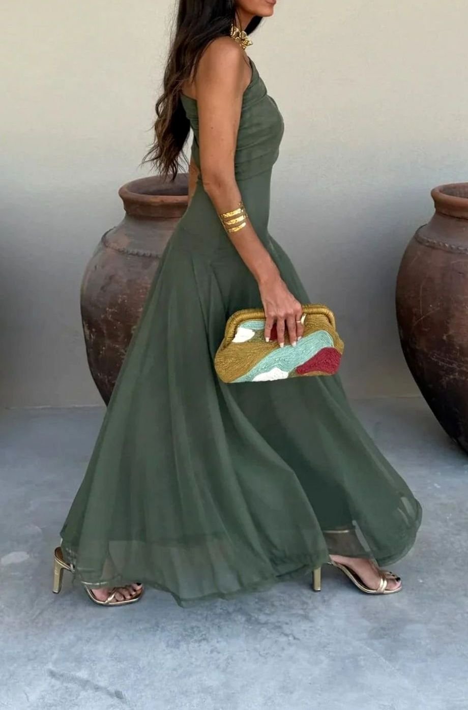 Helena | One Shoulder Pleated Formal Maxi Dress