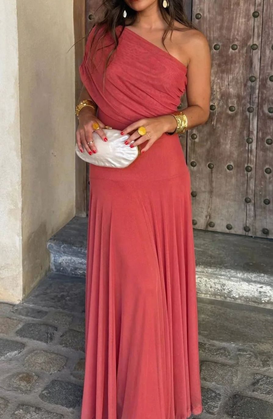 Helena | One Shoulder Pleated Formal Maxi Dress
