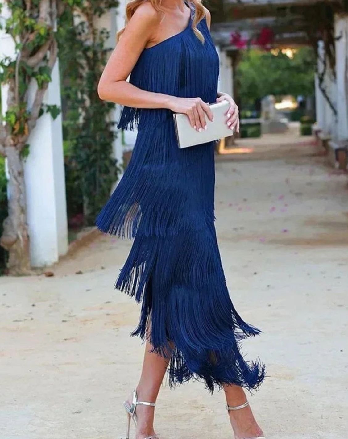 Sadie | One Shoulder Tiered Fringe Maxi Dress