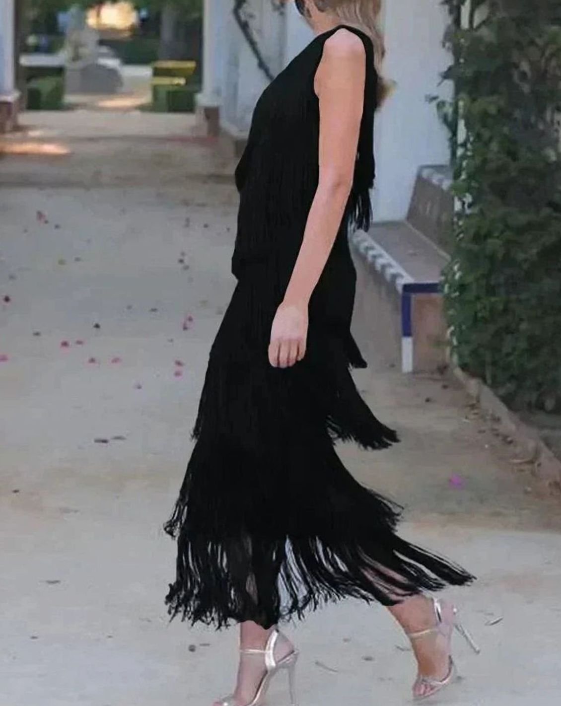 Sadie | One Shoulder Tiered Fringe Maxi Dress