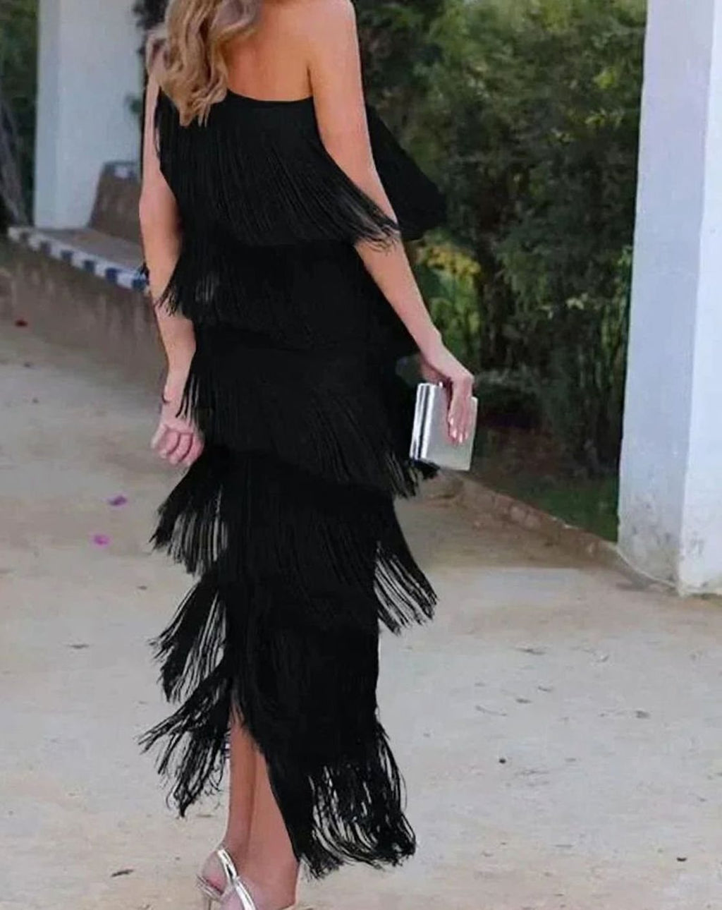 Sadie | One Shoulder Tiered Fringe Maxi Dress