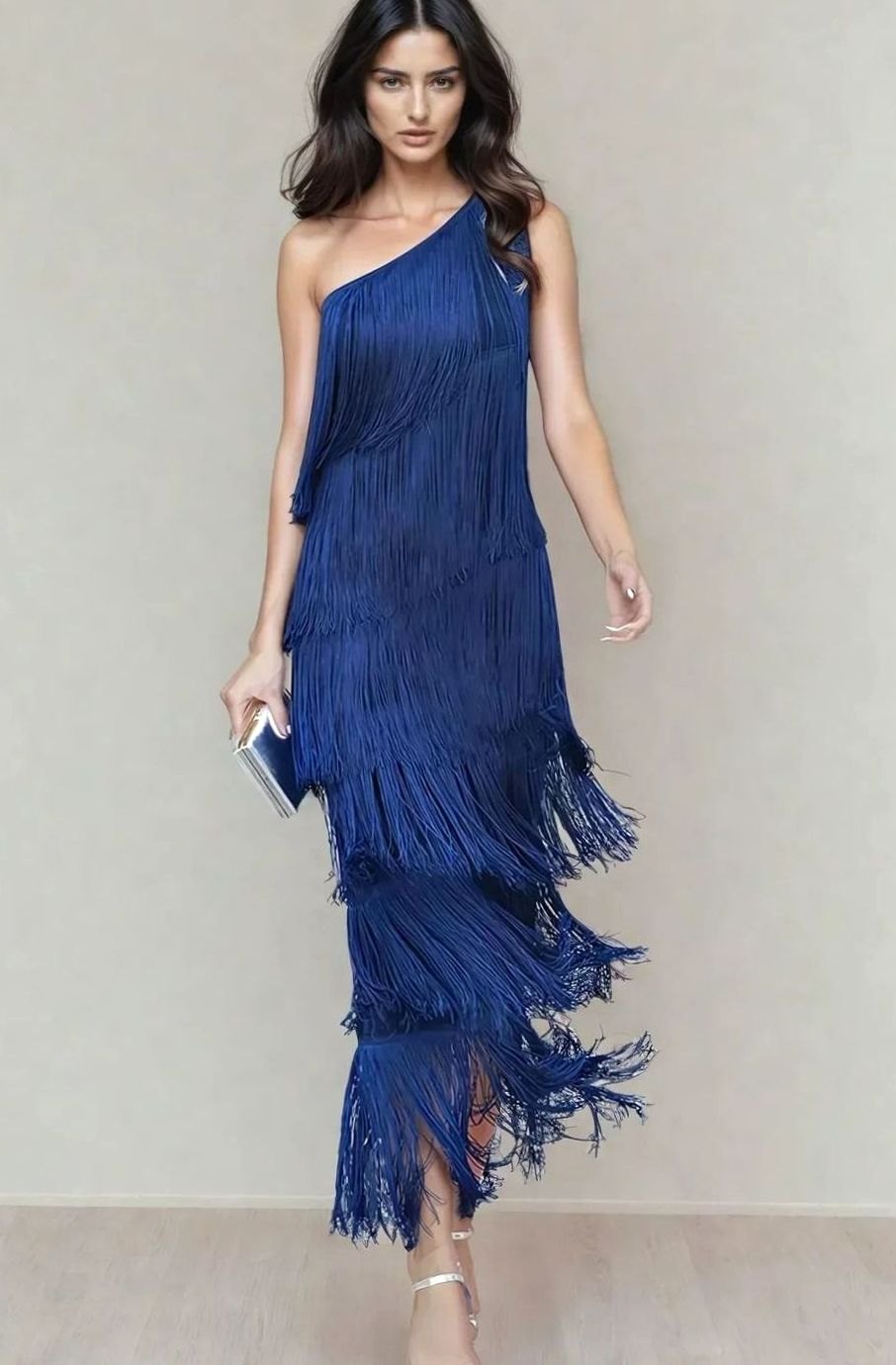 Sadie | One Shoulder Tiered Fringe Maxi Dress