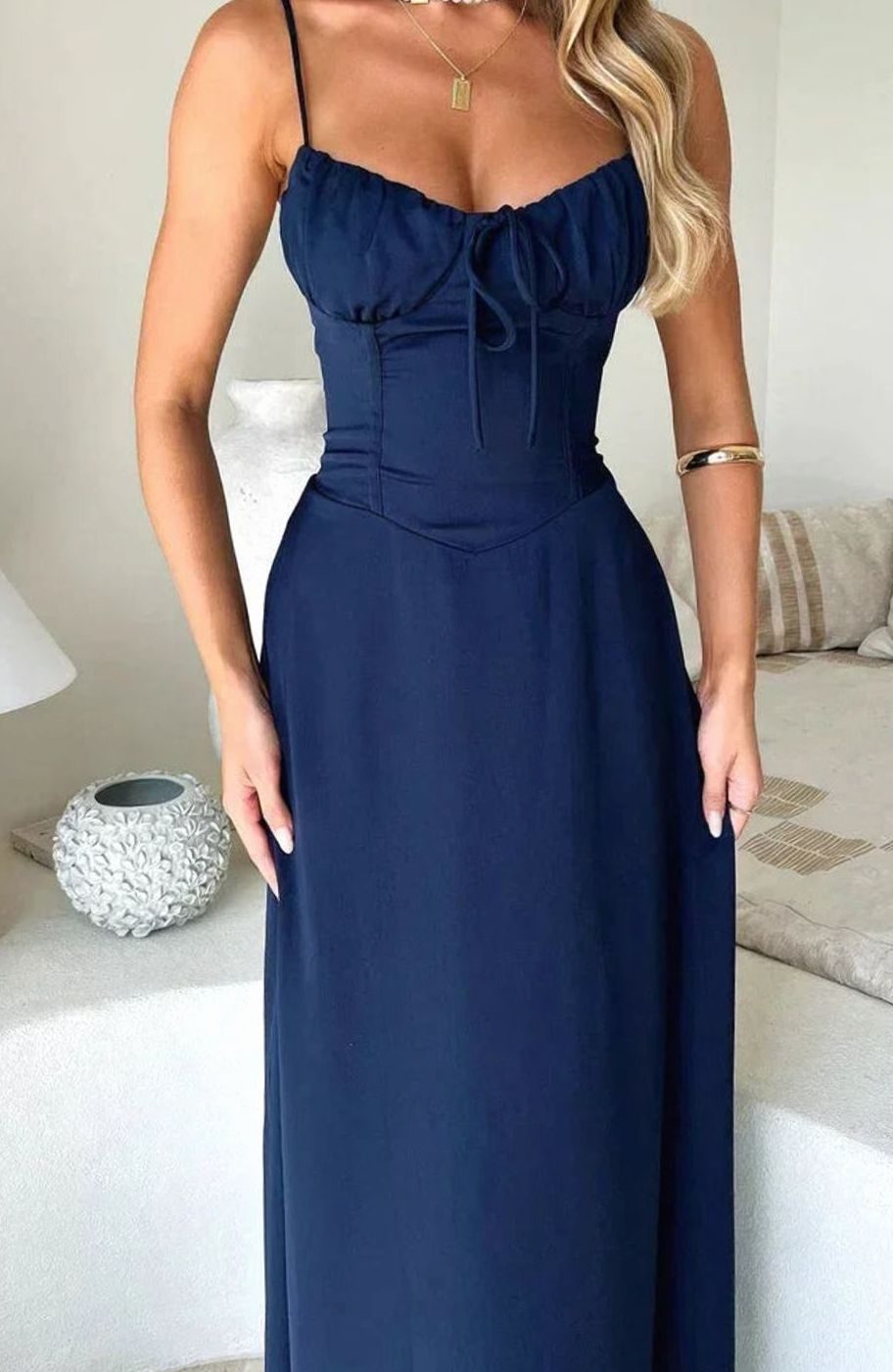 Tamsin | Ruched Bustier Adjustable Strap Maxi Dress