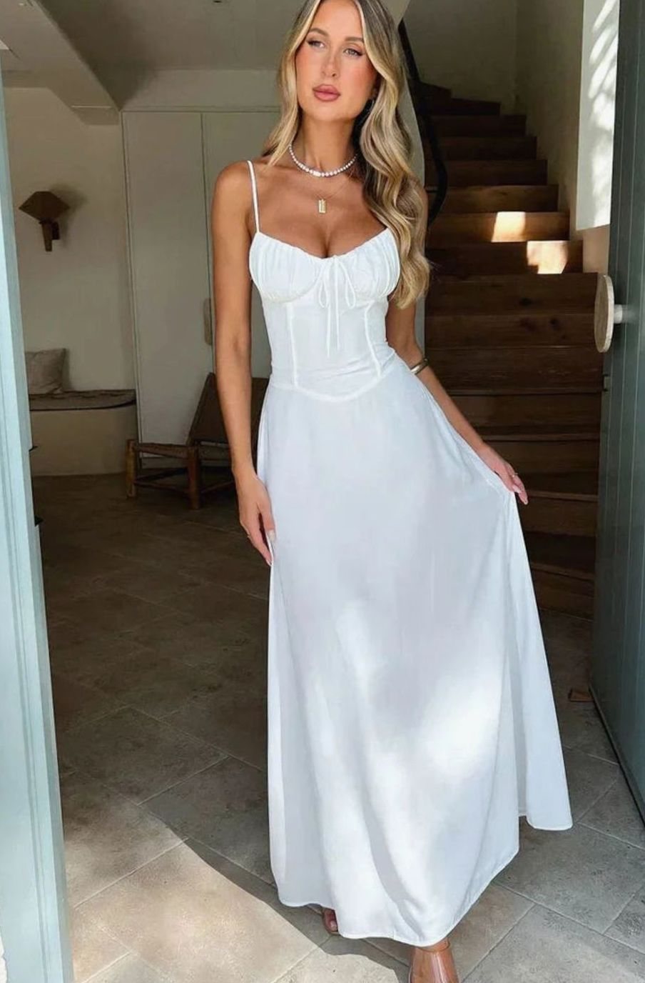 Tamsin | Ruched Bustier Adjustable Strap Maxi Dress