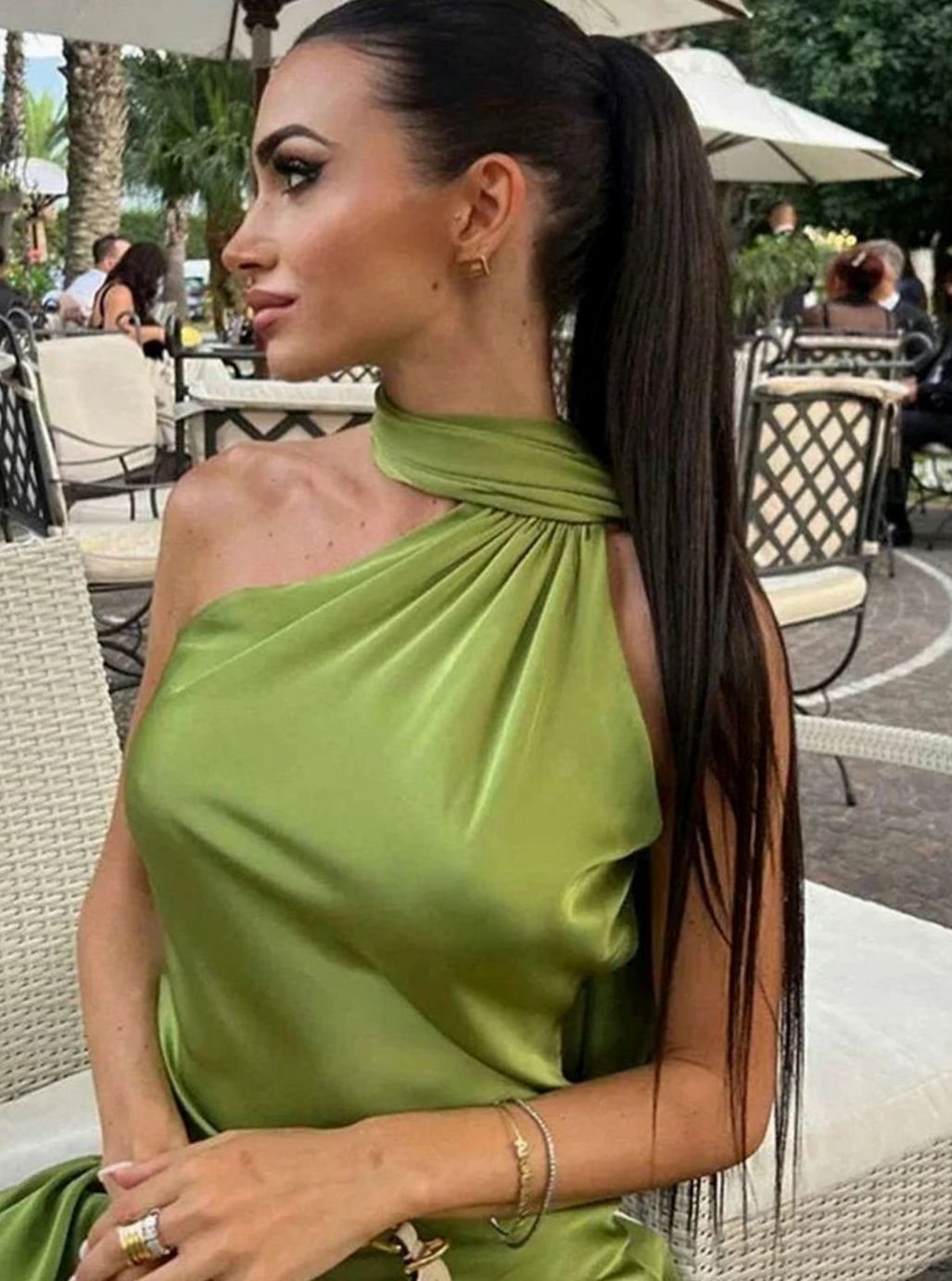 Cordelia | Satin One Shoulder Cape Open Back Maxi Gown