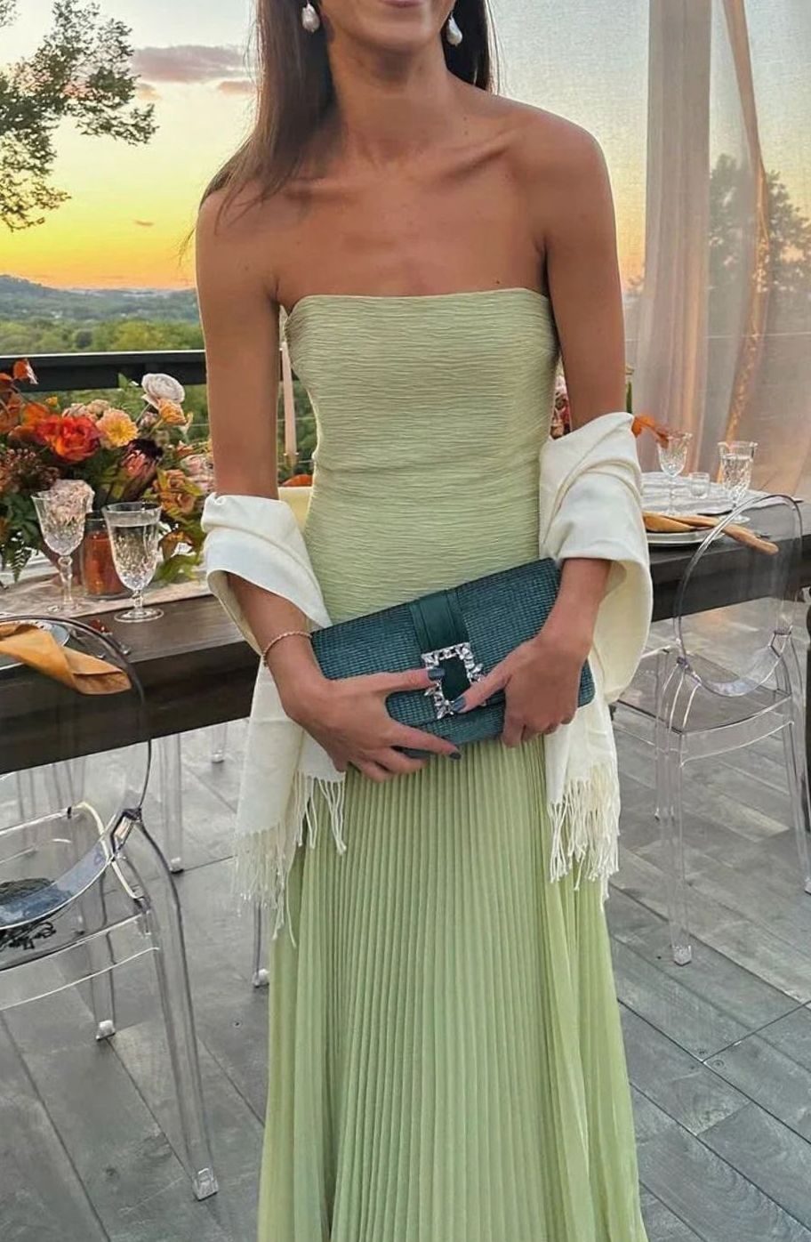 Nell | Strapless Pleated Formal Maxi Dress