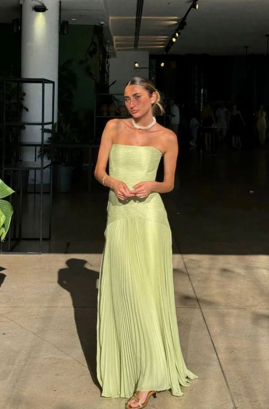 Nell | Strapless Pleated Formal Maxi Dress
