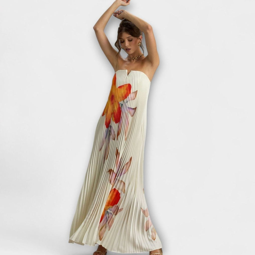 Madison | Strapless Pleated Sweetheart Maxi Dress