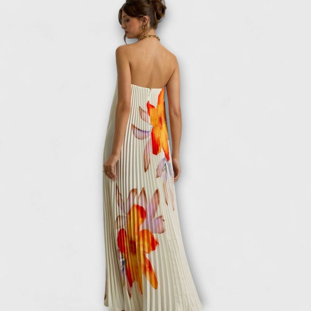 Madison | Strapless Pleated Sweetheart Maxi Dress