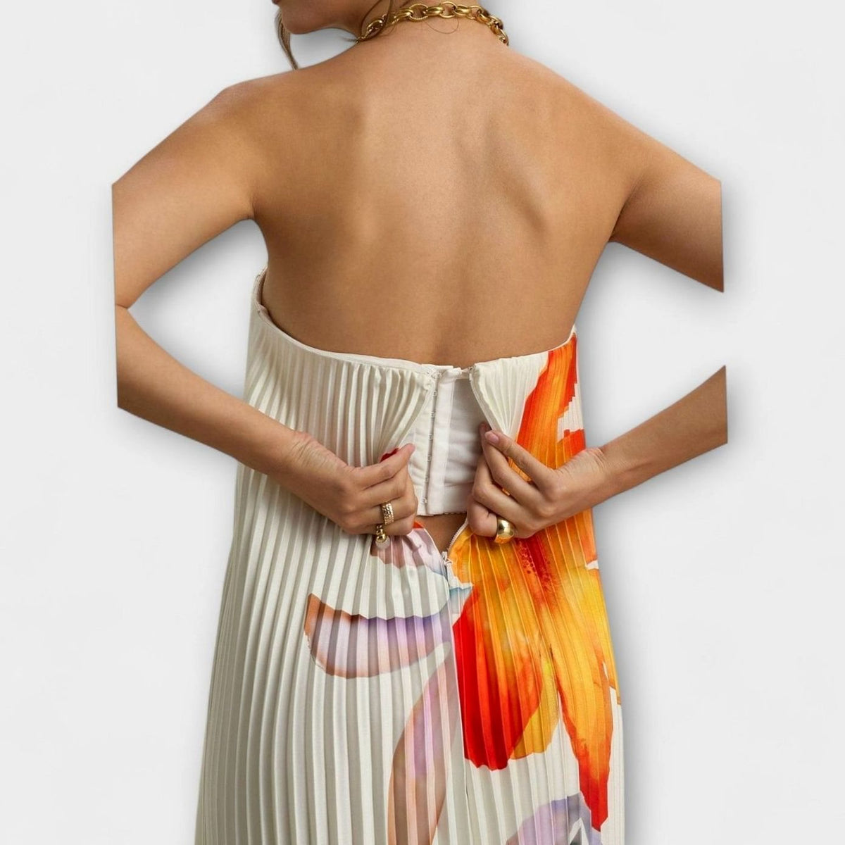 Madison | Strapless Pleated Sweetheart Maxi Dress