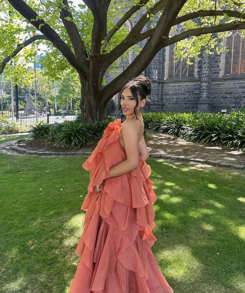 Clementine | Strapless Tiered Ruffle Formal Maxi Dress