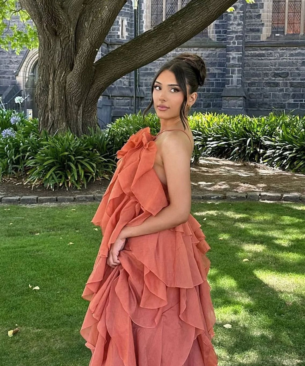 Clementine | Strapless Tiered Ruffle Formal Maxi Dress