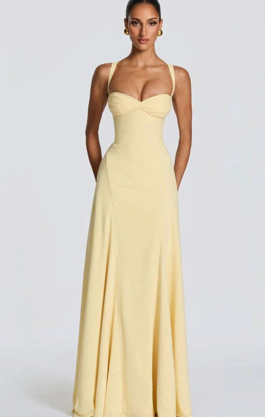 Primrose | Sweetheart Lace Up Back Flared Maxi Dress