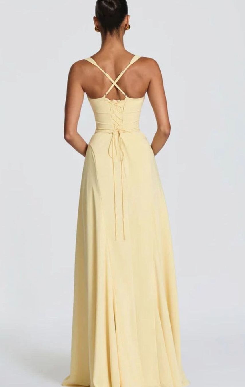Primrose | Sweetheart Lace Up Back Flared Maxi Dress
