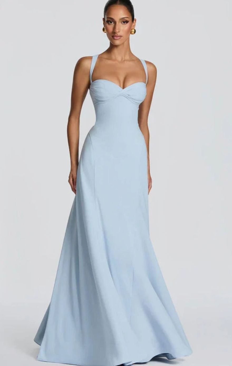 Primrose | Sweetheart Lace Up Back Flared Maxi Dress