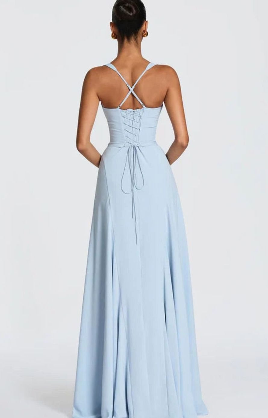 Primrose | Sweetheart Lace Up Back Flared Maxi Dress